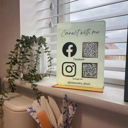 Custom Acrylic 3D Multi QR Code Sign Personalized Cashapp Venmo Instagram Facebook Social Media Business Scan to Pay Payment Sign Salon Beauty Hairdressers Beautician Plaque