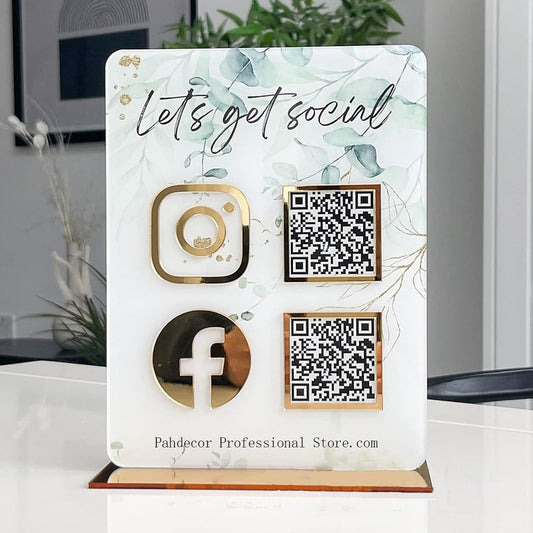 Custom Acrylic 3D Multi QR Code Sign Personalized Cashapp Venmo Instagram Facebook Social Media Business Scan to Pay Payment Sign Salon Beauty Hairdressers Beautician Plaque